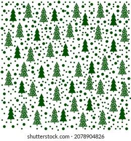 White Background Green Christmas Trees Snow Stock Illustration