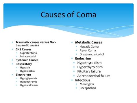 Causes of Coma and Biochemical Evaluation