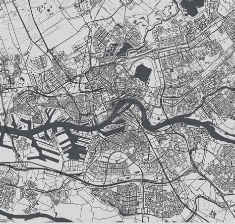 Mapa De La Ciudad De Rotterdam En Holanda Meridional Países Bajos