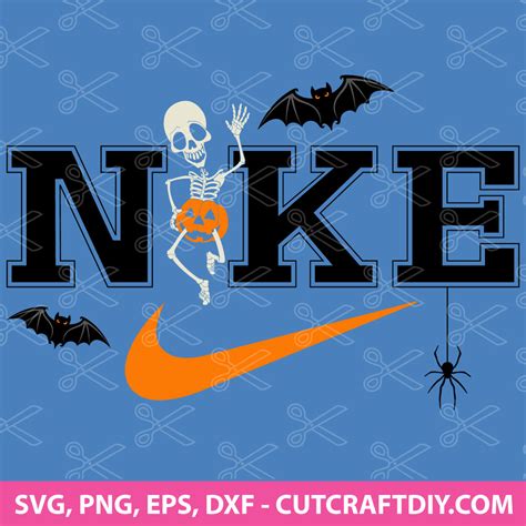 Skeleton Nike Halloween SVG PNG DXF EPS Cut Files for Cricut