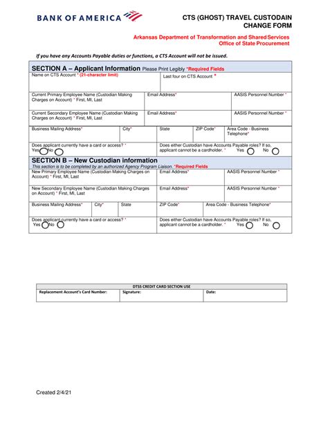 Arkansas Cts Ghost Travel Custodian Change Form Bank Of America