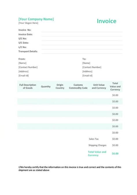 Simple Proforma Invoice Template PreWrite