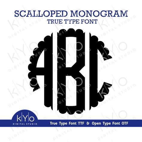 Scalloped Circle Monogram True Type Font Otf And Ttf Format