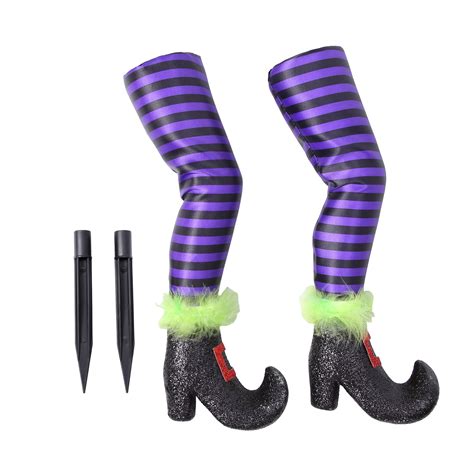 Pair Witch Legs Garden Stake Halloween Witch Legs Upside Down Wizard