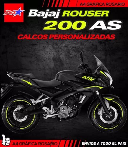 Rouser 200 As Bajaj Kit De Calcos Laterales Y Llantas As200