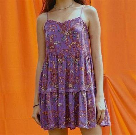 Urban Outfitters Dresses Urban Outfitters Purple Floral Tiered Mini