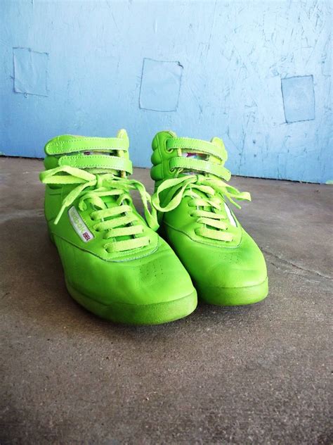 Vintage Reebok High Tops Neon Green Size 8 by AnxiouslyredVintage