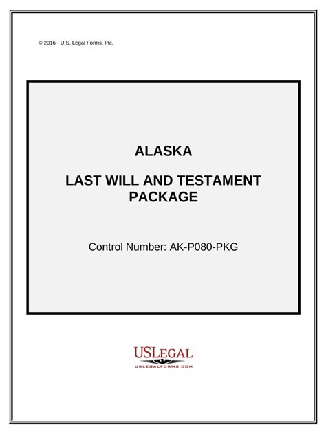 Last Will And Testament Package Alaska Form Fill Out And Sign