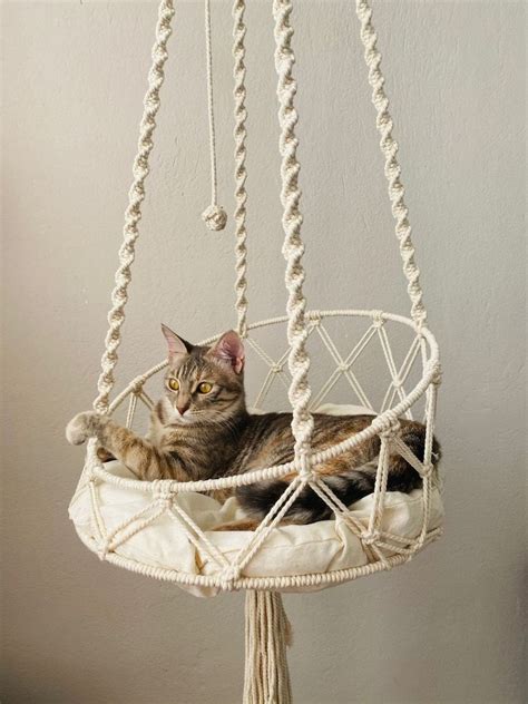 Macrame Cat Hammock Woven Boho Cat Swing Macrame Hanging Cat Etsy