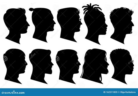 Silhouette Man Heads in Profile. Black Face Outline Avatars, Professional Male Profiles ...