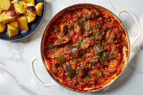 Lamb Neck Aubergine And Tomato Stew Recipe Great British Chefs