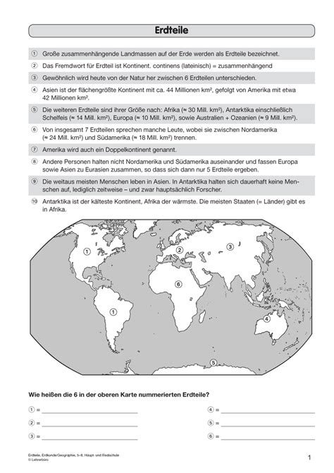 Welt · Arbeitsblätter · Sekundarstufe I · Lehrerbüro