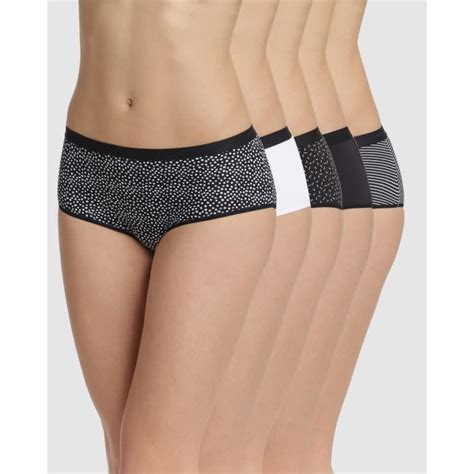 DIM Pack De 5 Boxers Pocket Coton Noir Femme Noir Gris Blanc