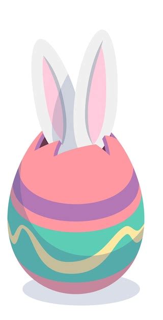 Huevo De Pascua Con Orejas De Conejo Conejo Sorpresa De Vacaciones Vector Premium