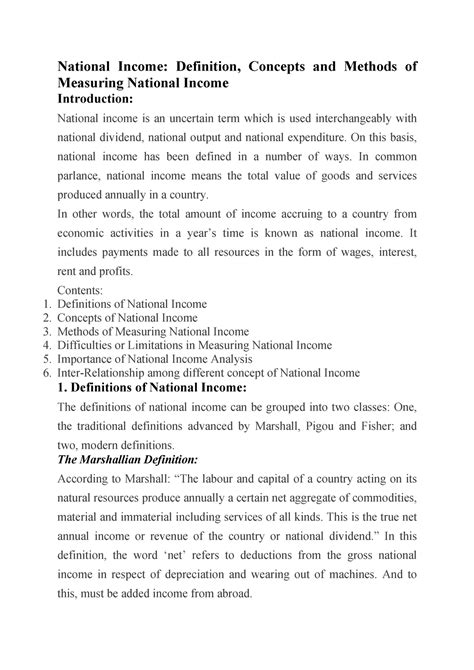 Notes For Module 1 National Income Definition Concepts And Methods