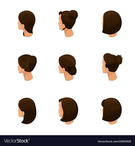 Flat Isometric Head Types Woman Hair Style Constru Stock Illustration