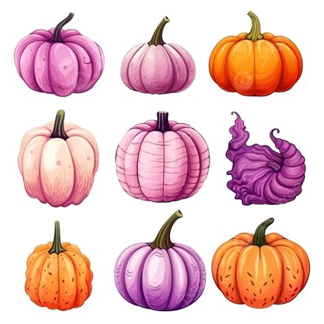 Con Calabazas Rosas Y Moradas PNG Decoración De Halloween Calabaza