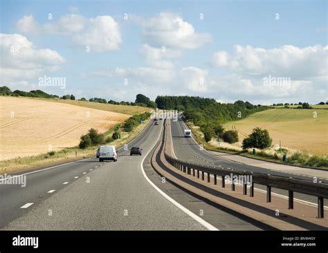 Cars On A Dual Carriageway Road In Britain Stock Photo Alamy