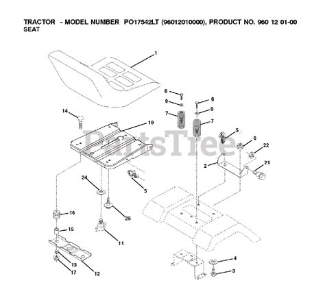 Poulan Po 14542 Lt 960120112 00 Poulan Lawn Tractor 2010 09 Seat Parts Lookup With