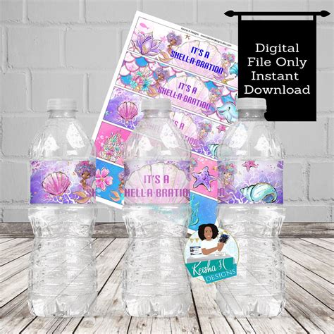 Mermaid Ocean Party Water Bottle Label Mermaid Birthday Etsy