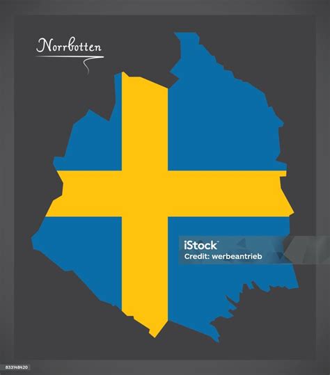 Vetores De Mapa De Norrbotten Da Suécia Com Ilustração De Bandeira Nacional Sueca E Mais Imagens