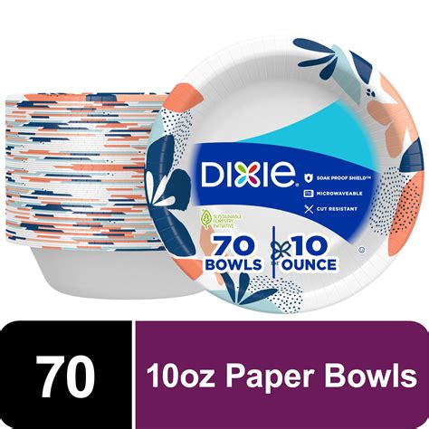 Dixie Everyday Disposable Paper Bowls 10 Oz Multi Color 70 Count