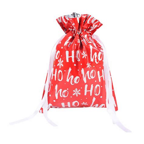 Hilingoto Christmas Decorative Paper Christmas Aluminum Foil Bag Christmas T Bag Red 2432