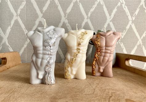 Male Body Candle With Gold Flakes Man Torso Candlenaked Men Etsy