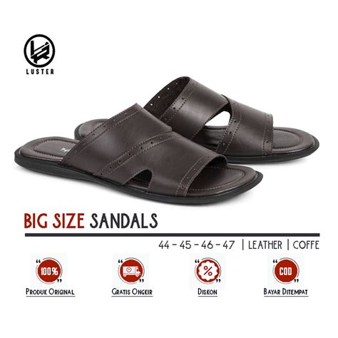 Jual Sandal Pria Ukuran Big Size Sendal Kulit Jumbo Coffe