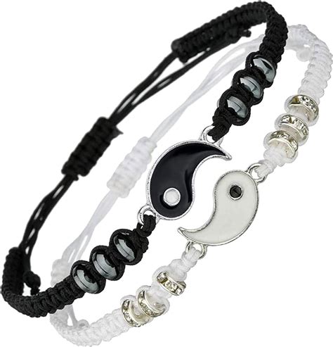 THETAG Armband 2 Matching Yin Yang Verstellbare Schnur Freundschaft