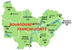 Carte du Réseau ferré en Bourgogne Franche Comté