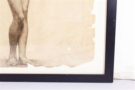 Lot ANTIQUE ARTIST MODEL NUDE DRAWING SIGNED S GORHAM