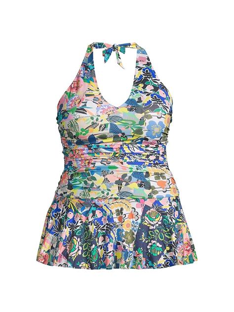 Johnny Was Plus Size Floral Ruched Coverup Swim Dress In Blue Lyst