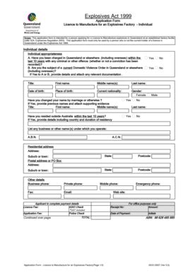 Fillable Online Mines Industry Qld Gov Licence To Manufacture For An