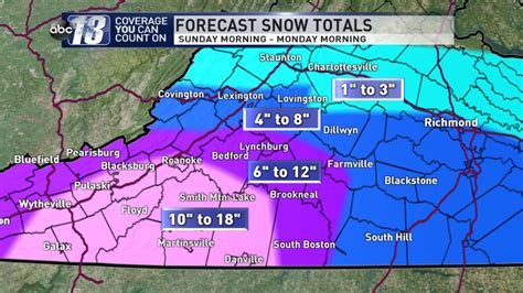 The Latest Snow Totals For Sundays Snowstorm Wset