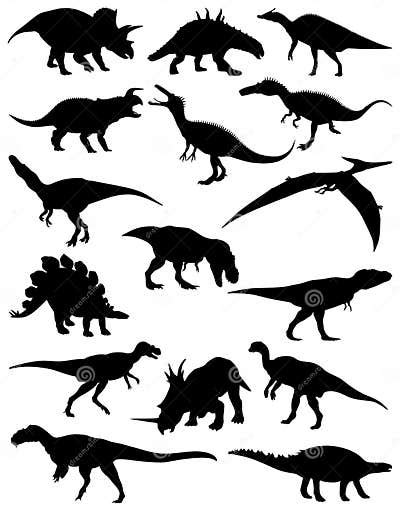 Collection Of Silhouettes Of Dinosaurs Vector Collection Of Dinosaurs