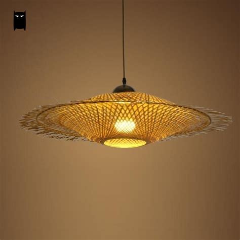 Bamboo Wicker Rattan Cap Shade Pendant Light Fixture Asian Japanese