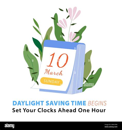 Calendar With Date Of Spring Forward March 10 2024 Daylight Saving Time Banner Reminder Text