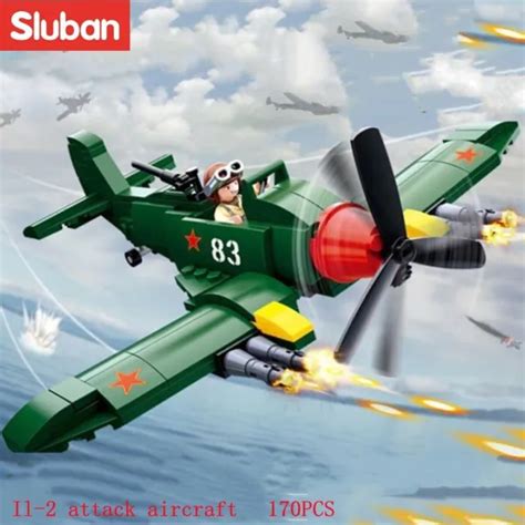 Building Blocks Military Moc Ww2 Il2 Fighter Aircraft Bricks Model Kids
