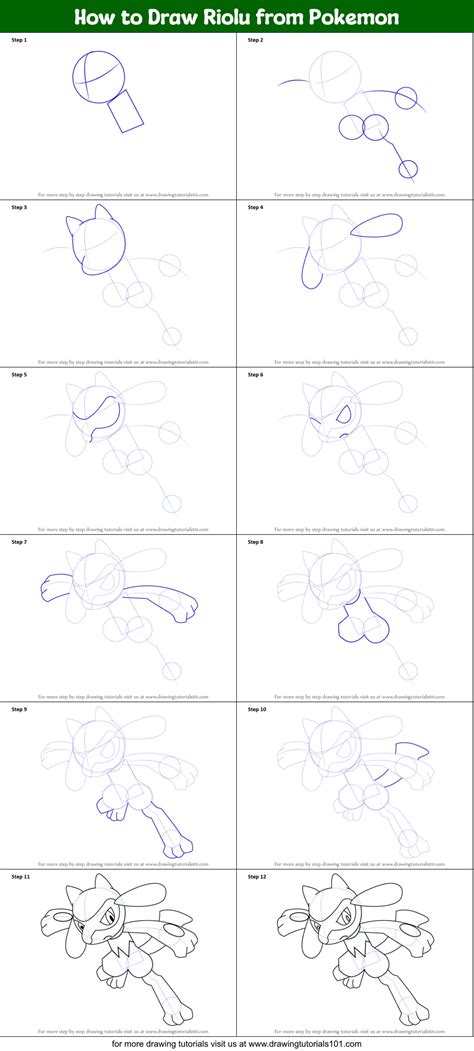 How To Draw Riolu From Pokemon Printable Step By Step Drawing Sheet