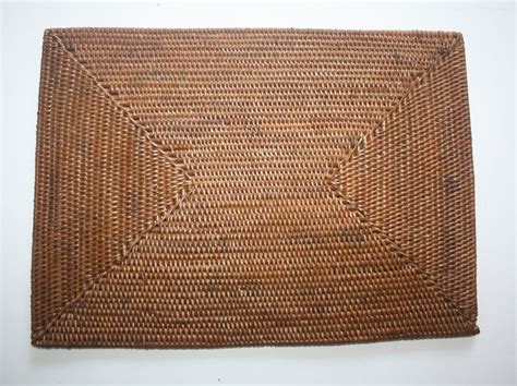 Set Of 4 Balinese Handmade Tight Weave Rectangle Rattan Placemats