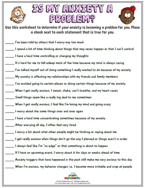 Free Printable Anxiety Worksheets Printable Worksheets