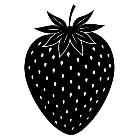 A Black And White Drawing Of A Black Strawberry With A Black Outline