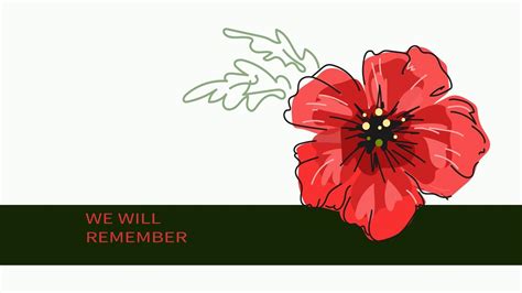 Red bright poppy flower, Vector doodle banner for Remembrance Day, Memorial Day, Anzac Day ...