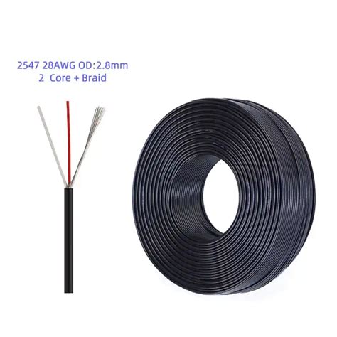 AWM 2547 28AWG Cable 2 Core Wire With Braid Multi Shielded Tinned