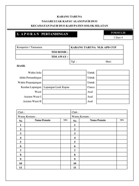 Laporan Hasil Pertandingan Sepak Bola Pdf