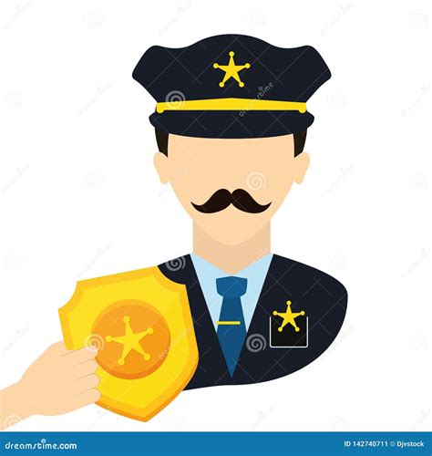 Police agent with shield stock vector. Illustration of department