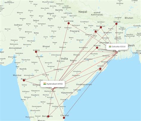 All Flight Routes From Kolkata To Hyderabad Ccu To Hyd Flight Routes