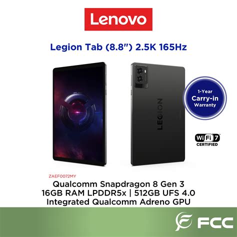 Lenovo Legion Tab Gen 3 Qualcomm Snapdragon 8 Gen 3 16GB 512GB Storage