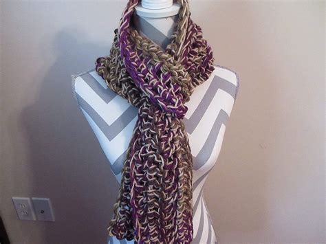 Amazon Handmade Crocheted Eggplant Scarf Super Chunky Extra Long